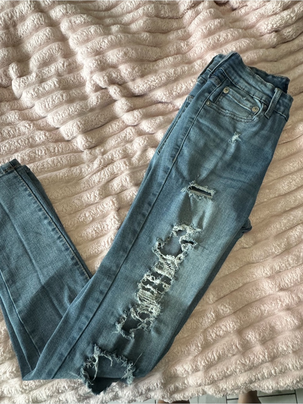 Aeropostale Women’s Light Blue Super High Rise Long Length Jeggings